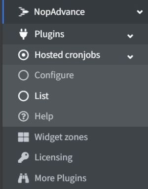 hosted cron jobs plugin list page menu nopcommerce nopadvance